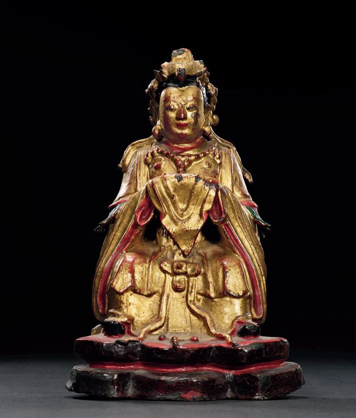 清早期 铜漆金彩绘碧霞元君像