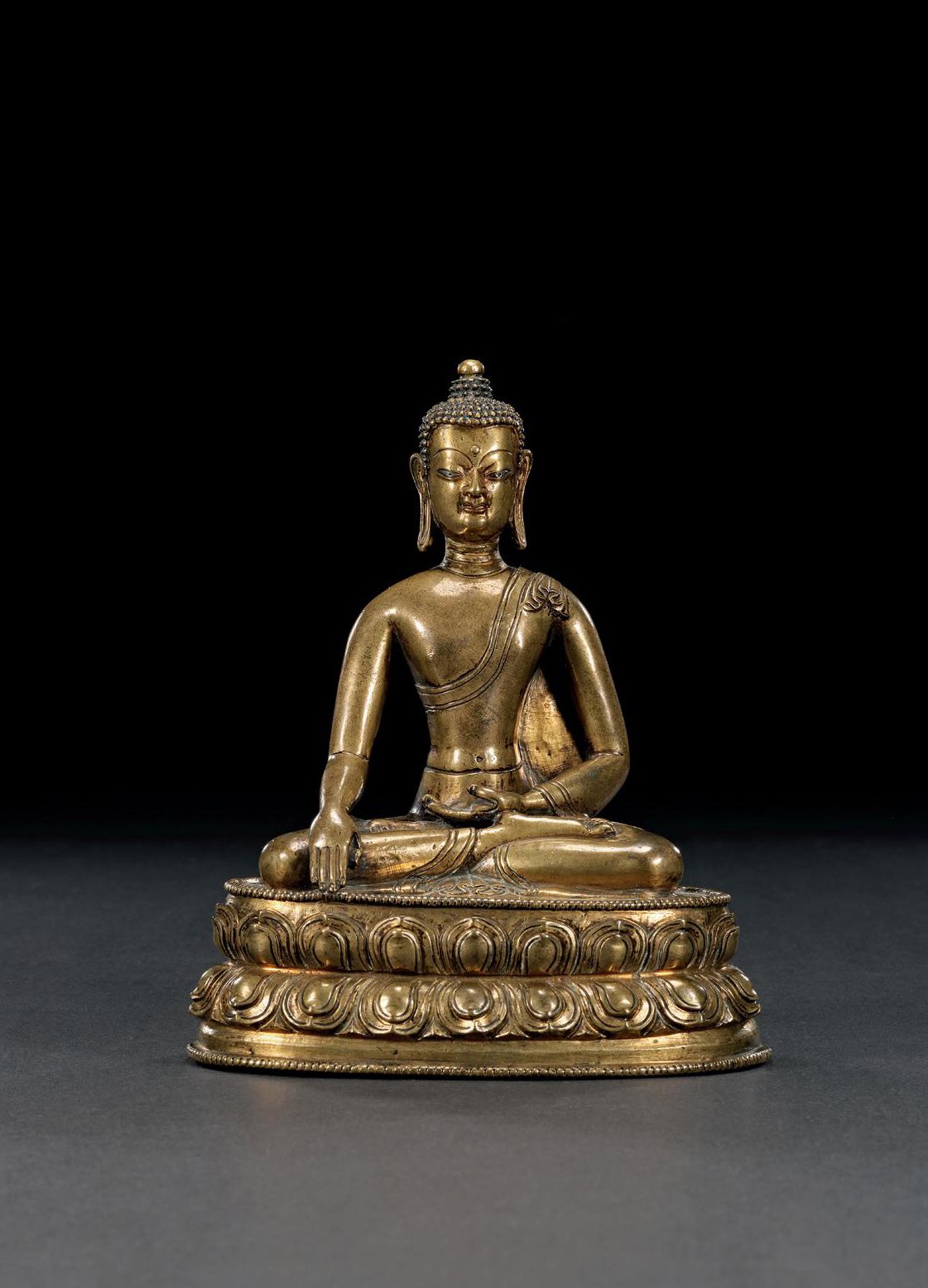 十五至十六世纪 合金铜嵌银释迦牟尼