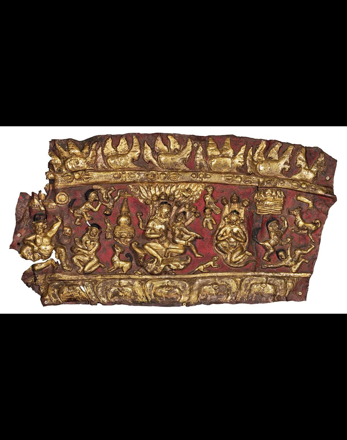 十三至十四世纪 铜鎏金坛城饰板
