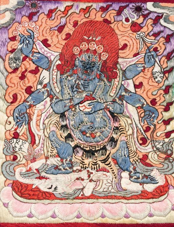 十九世纪 刺绣大黑天唐卡