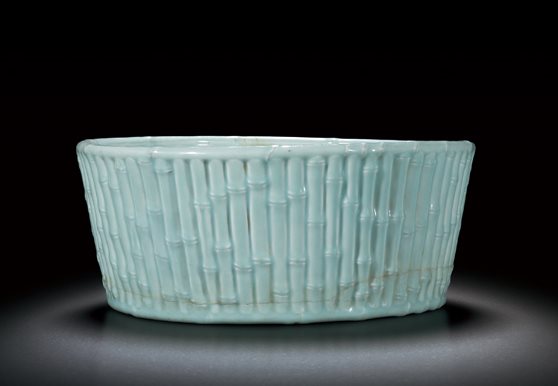 粉青釉仿竹节洗