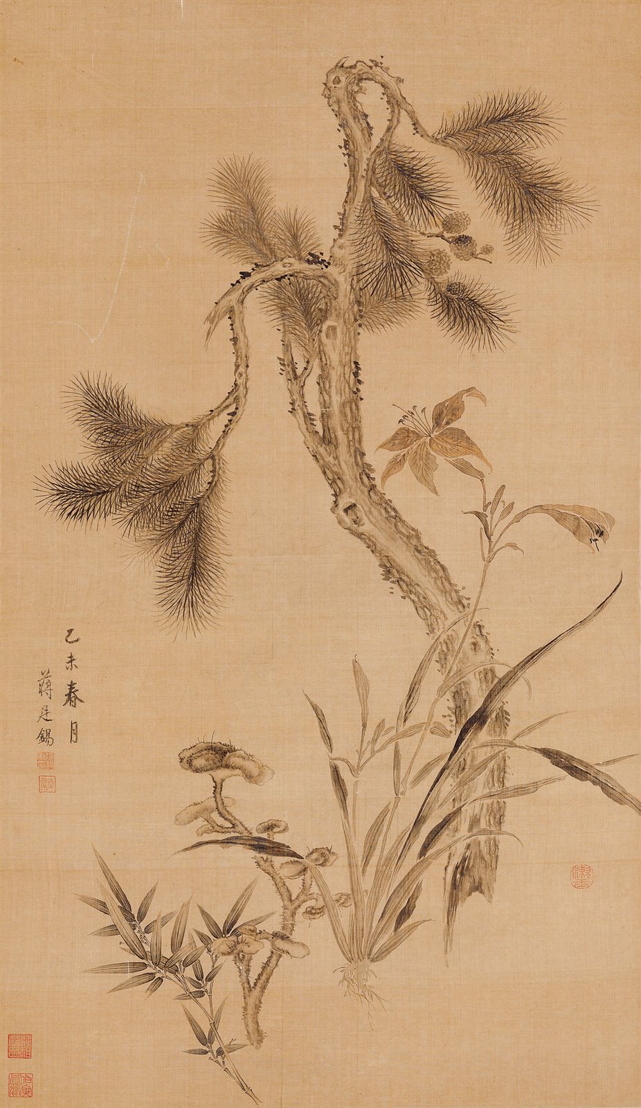 松竹萱芝图