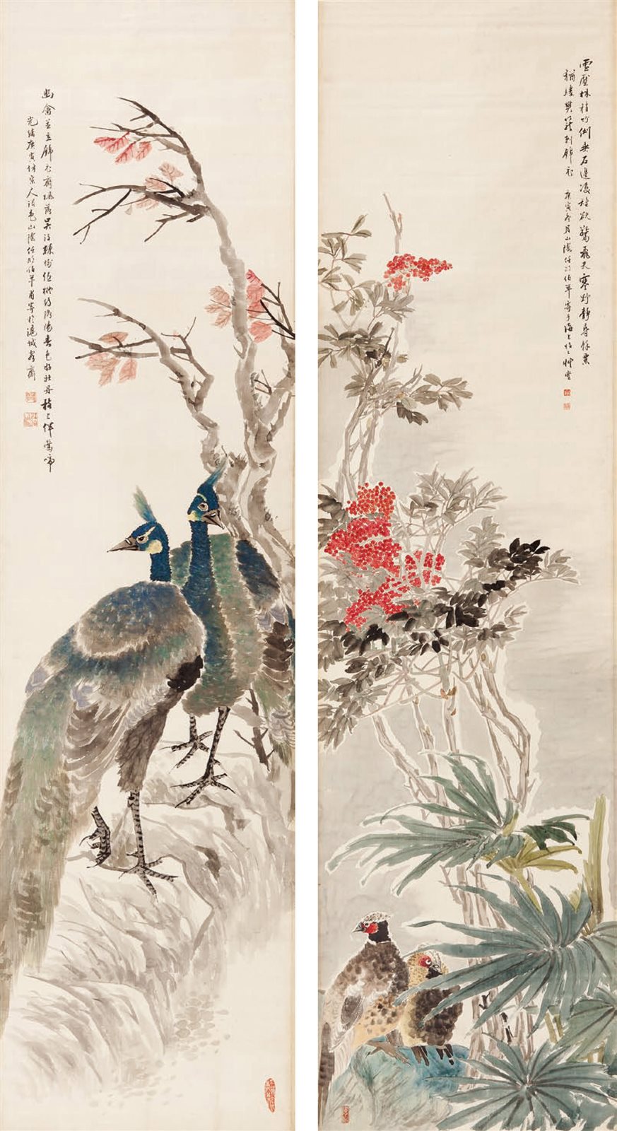 花鸟对屏