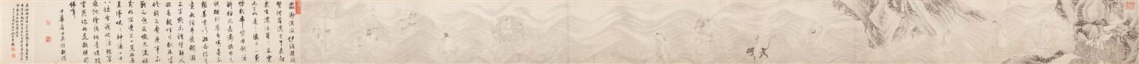 白描渡海图并韵偈