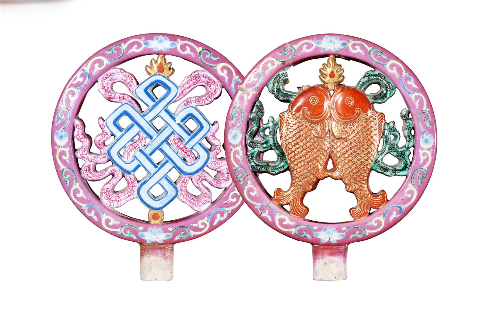 粉彩佛供一对