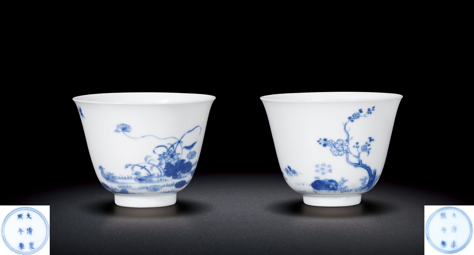 青花花神杯两件